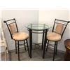 Image 1 : Three pc. bistro style glass top table w/ 2 matching chairs