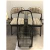 Image 1 : Two folding cushioned chairs & a foldup black metal grocery cart