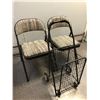 Image 2 : Two folding cushioned chairs & a foldup black metal grocery cart