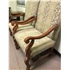 Image 2 : Pair of carved wood large upholstered accent chairs
