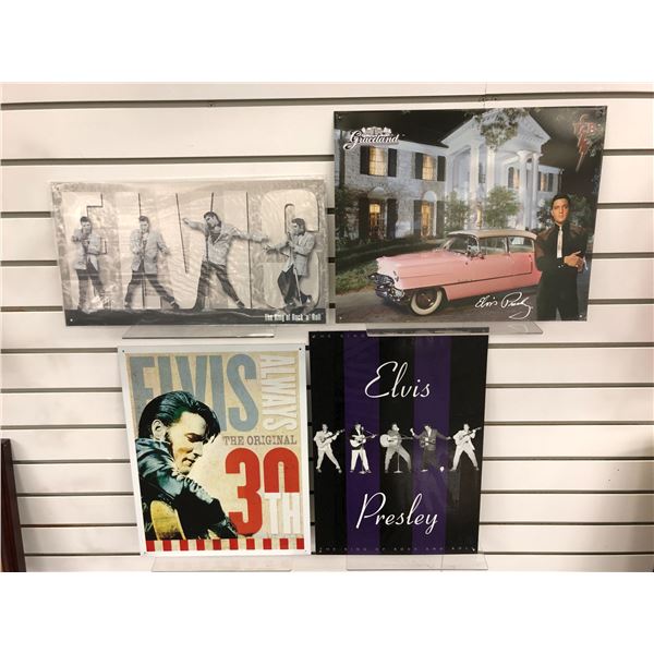 Group of 4 Elvis Presley tin collector's signs - various sizes