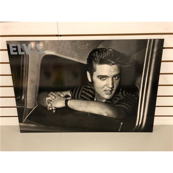 Elvis 1956 black & white print on board - approx. 23in x 34 1/2in