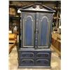 Image 1 : Antique approx. 7ft tall wardrobe/ storage cabinet painted blue w/ silverish trim & rot iron accents