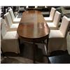 Image 1 : Antique mahogany 10 leg dining room table w/ 2 extension leaves & brass connectors - approx. 106in l