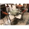 Image 2 : Contemporary round glass top w/ stone colour pedestal dining table w/ 4 chairs