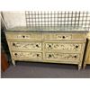 Image 2 : Two pc. Bedroom dresser set - floral painted 6 drawer dresser & night table