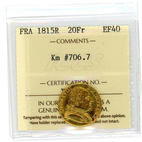 France 20 Francs 1815-R - London Mint