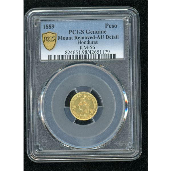 Honduras Extremely Rare 1889 Gold Peso