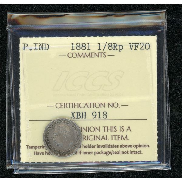 Portugese India 1/8 Rupia 1881