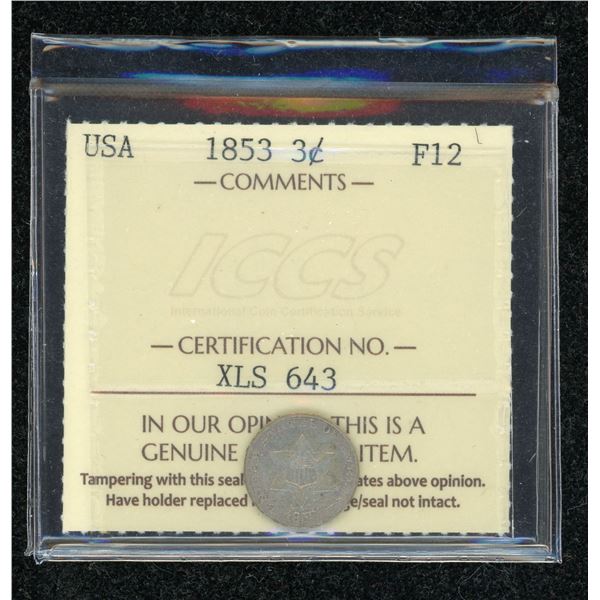 United States Three Cents 1853