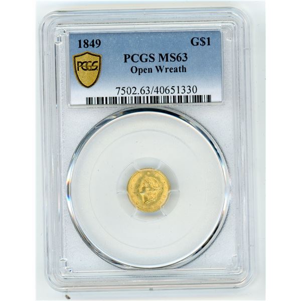 United States Gold Dollar 1849 - Open Wreath