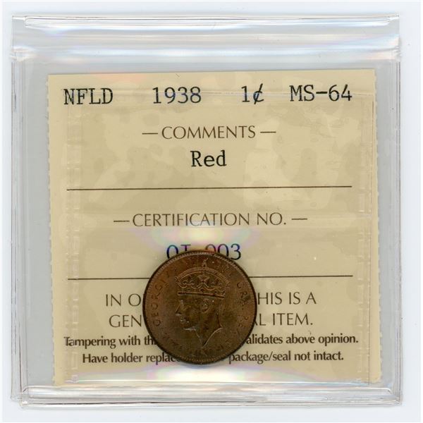 Newfoundland 1938 One Cent