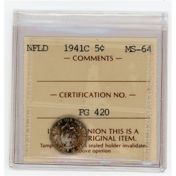 Newfoundland 1941C Five Cents