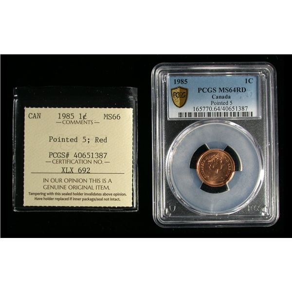 1985 One Cent - Pointed 5