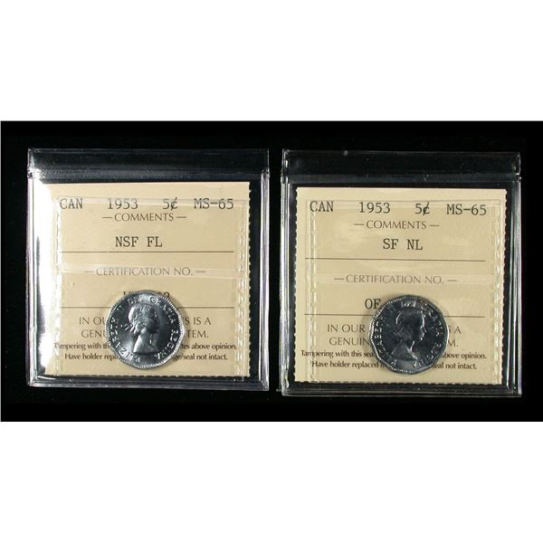 1953 Five Cents NSF and SF Pair