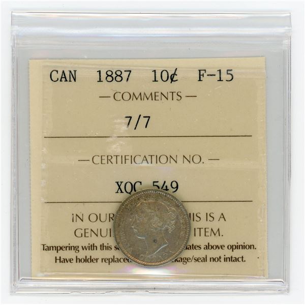 1887 Ten Cents - 7 over 7