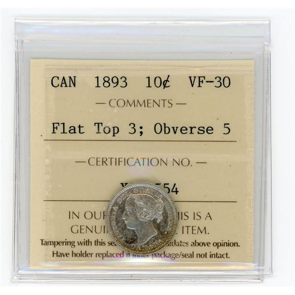1893 Ten Cents - Flat Top 3