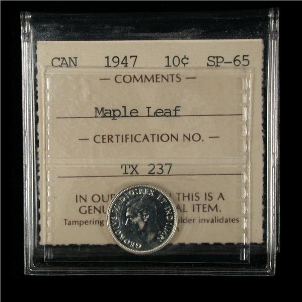 1947 Maple Leaf Ten Cents - Specimen