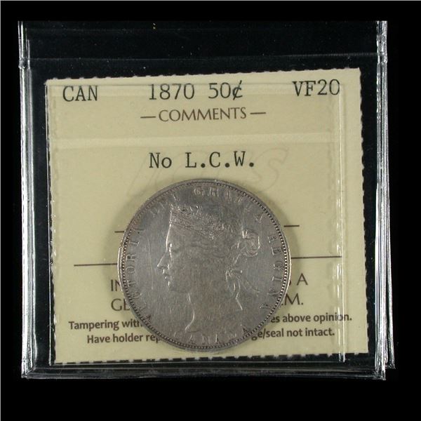 1870 Fifty Cents No L.C.W.  A Rare & Bold example