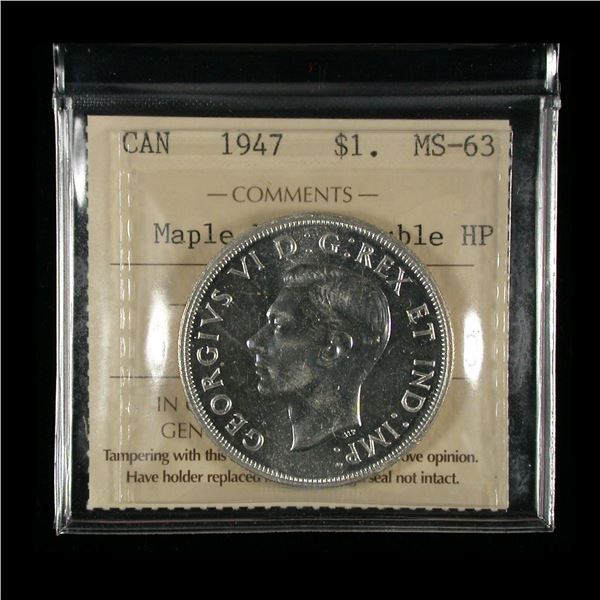 1947 Silver Dollar - Maple Leaf, Double HP