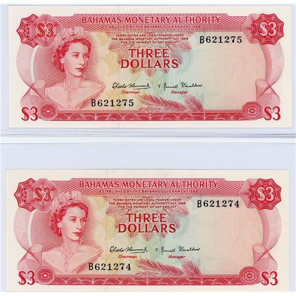 Bahamas $3 1968, Consecutive Run of 4