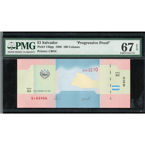 El Salvador 100 Colones 1996, Progressive Proof