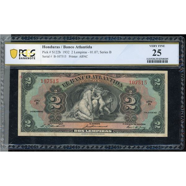 Honduras - Banco Atlantida, 2 Lempiras 1932
