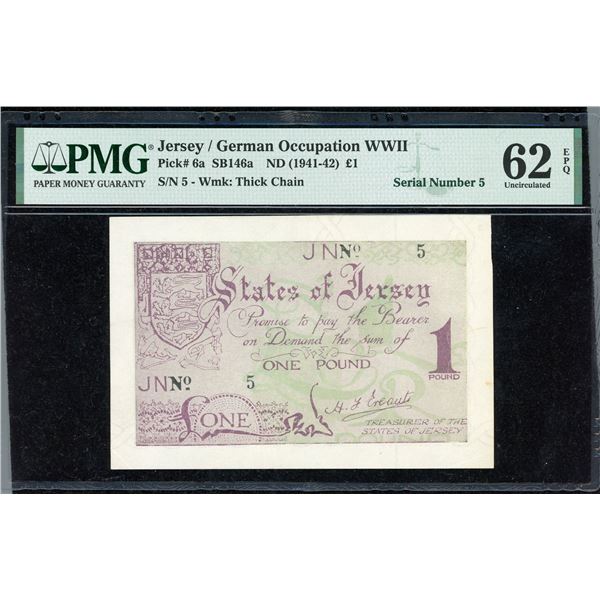 Jersey, a very Scarce Low-Number Occupation Pound Note