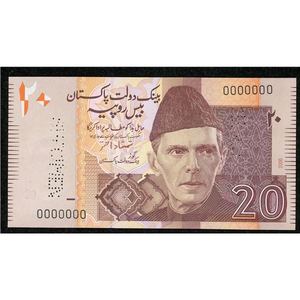 Pakistan 20 Rupees Specimen, 2006