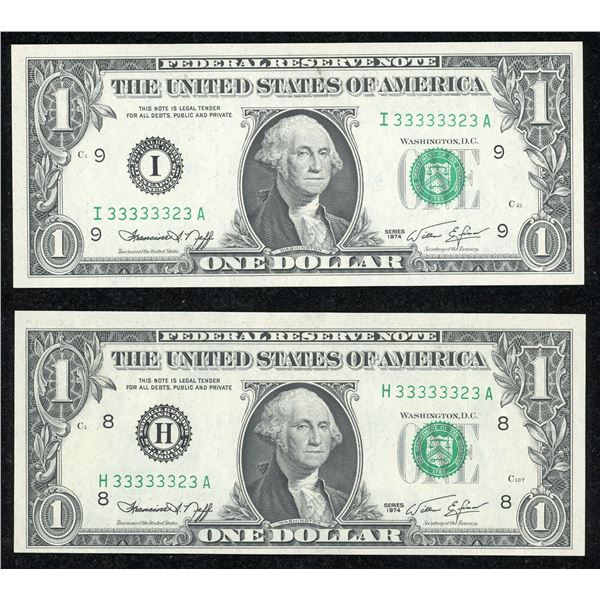 United States $1, 1974 Matched Pair