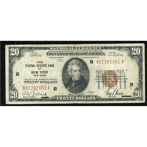 United States $20, 1929 Federal Reserve Bank of New York
