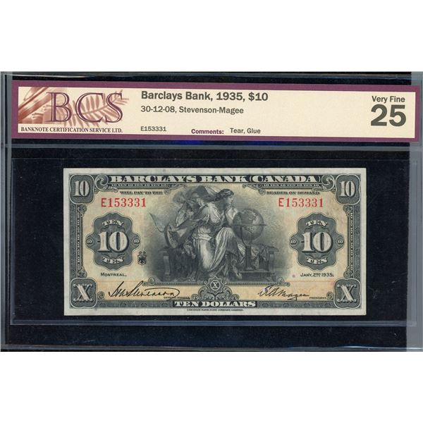 Barclays Bank $10, 1935
