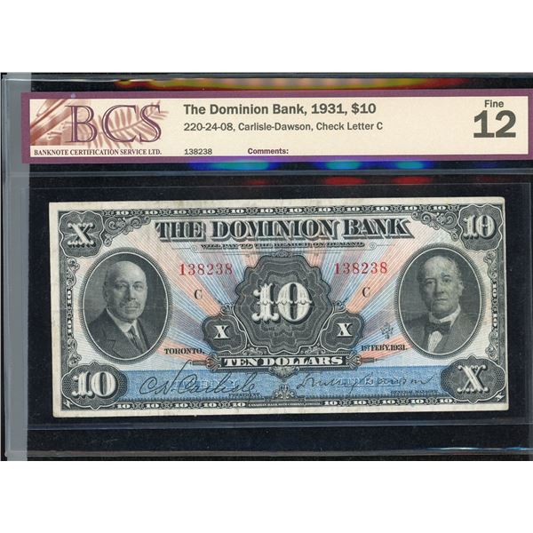 The Dominion Bank $10, 1931
