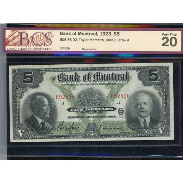 Bank of Montreal $5, 1923