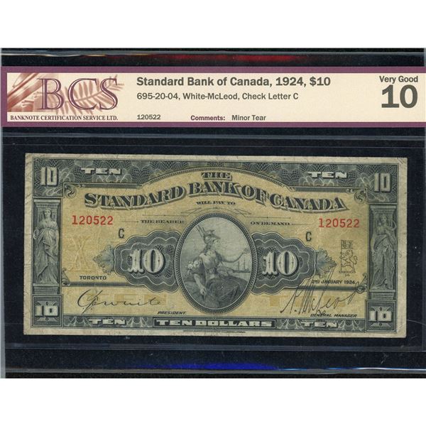 Standard Bank of Canada $10, 1924
