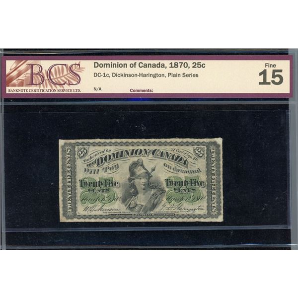 Dominion of Canada 25 Cents, 1870