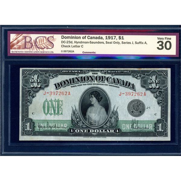 Dominion of Canada $1, 1917