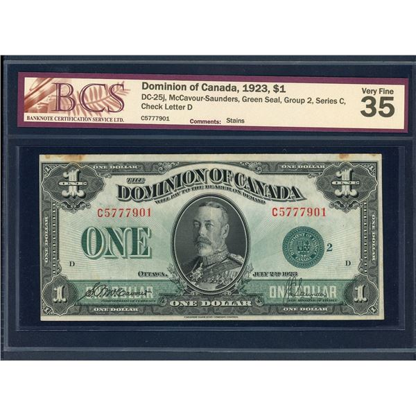 Dominion of Canada $1, 1923