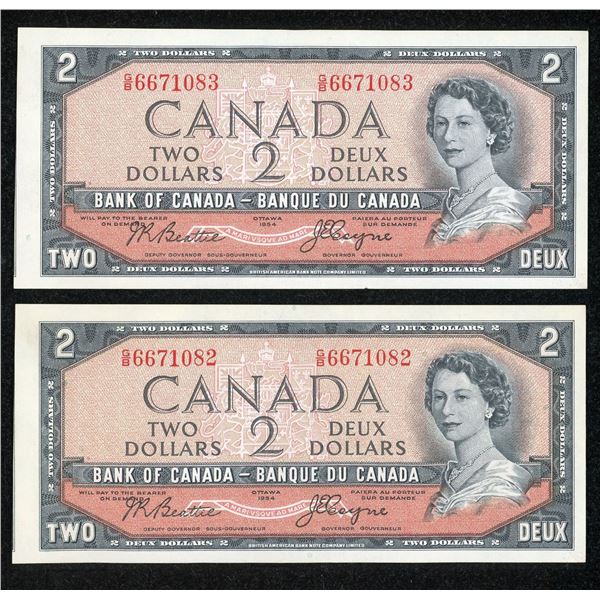 Bank of Canada $2, 1954 Devil Pair