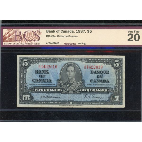 Bank of Canada $5, 1937