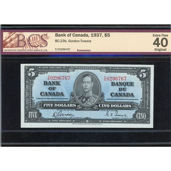 Bank of Canada $5, 1937