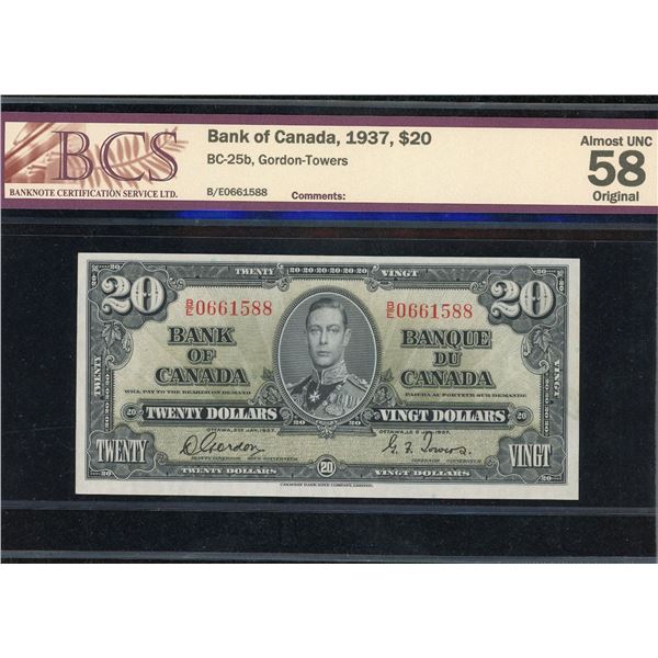 Bank of Canada $20, 1937
