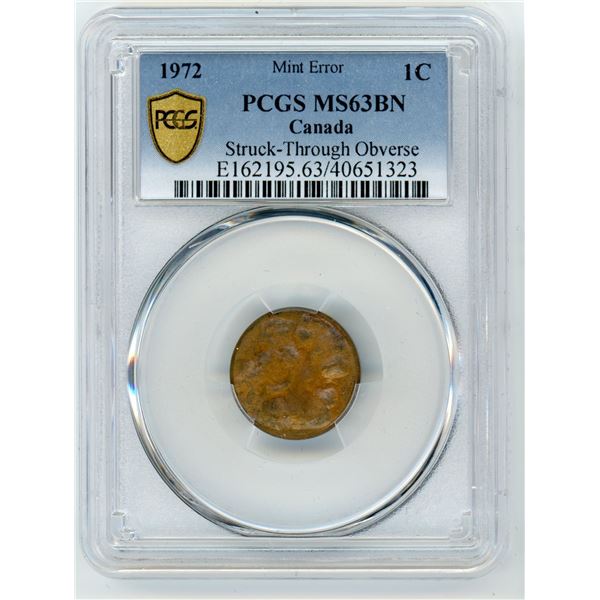 Canada One Cent 1972 - Struck Through Error