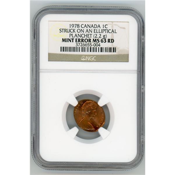 Canada One Cent 1978 - Elliptical Planchet Error