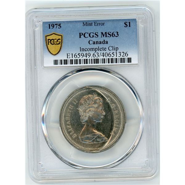 Canada One Dollar 1975 - Incomplete Clip Error