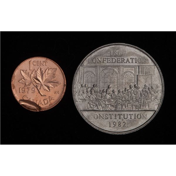 Canada 1982 Dollar & 1979 Cent - Error Pair