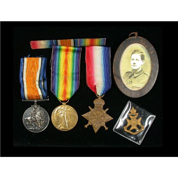 WWI Meda Trio with Badge & Documents, 12th London Regiment