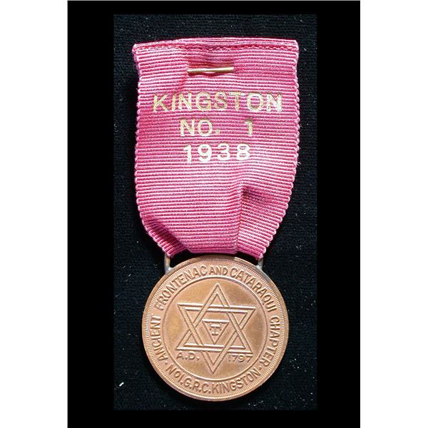 Kingston Masonic Penny Pendant on 1938 Ribbon