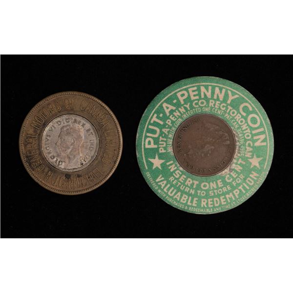 Canada Encased Dime & Penny Pair, 1930's