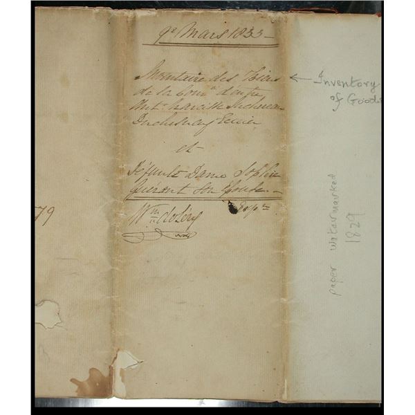 A Most Interesting 1833 Inventory of Property  - Seigneur of Beauport, Quebec